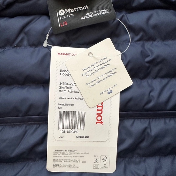 Marmot Echo Featherless Hoody Jacket Arcric Navy Blue Men Large L - Picture 3 of 9